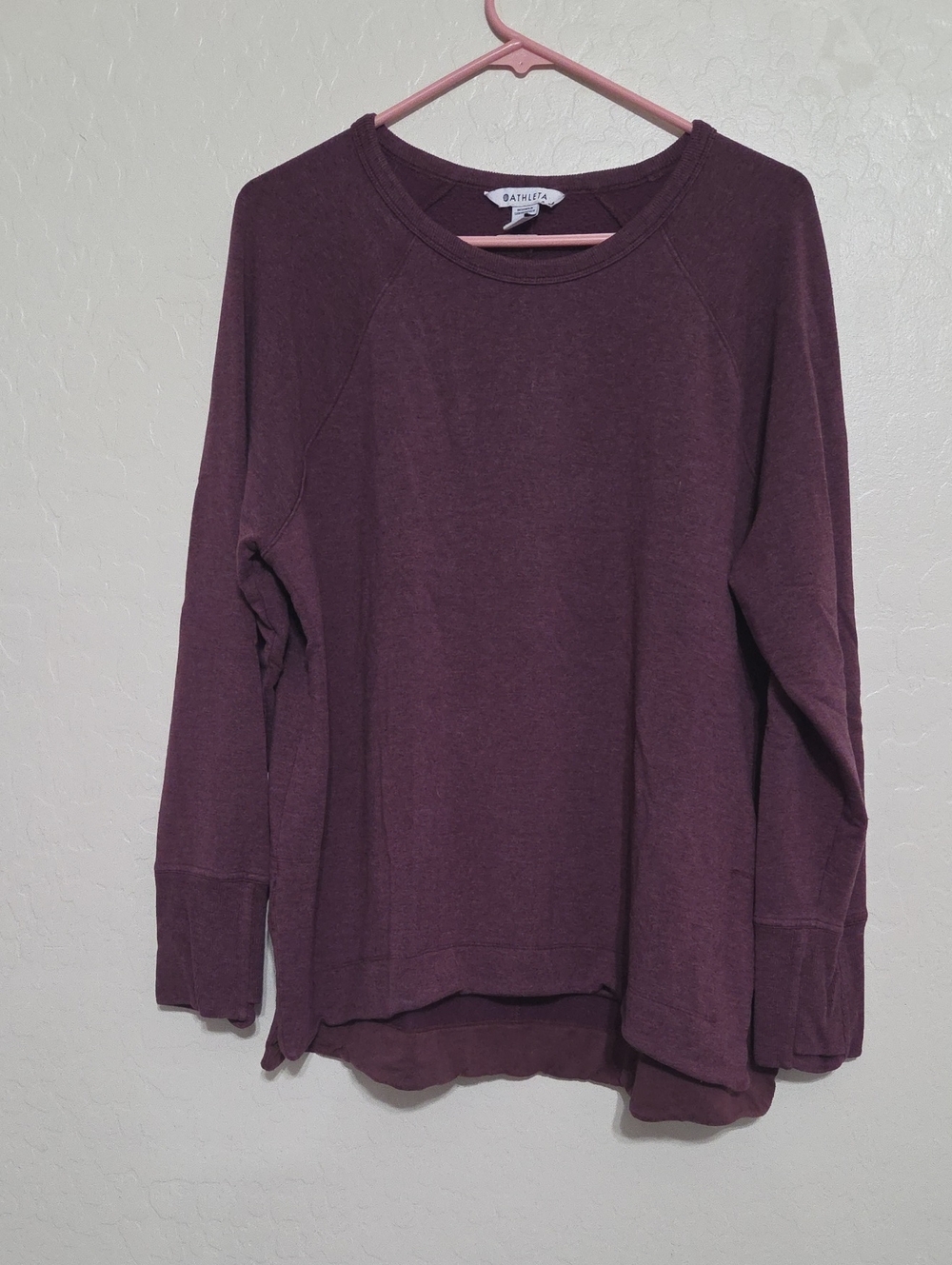 Athleta Heather Maroon Long-Sleeve Crewneck Pullover